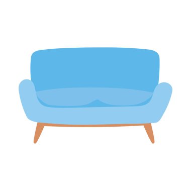 mavi kanepe mobilyası rahat dekorasyon izole edilmiş simge beyaz arkaplan