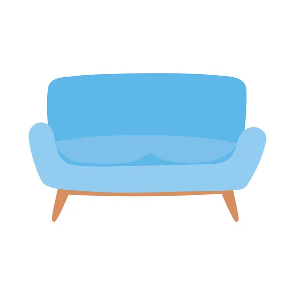 Blue sofa furniture comfort decoration isolated icon white background — Stock Vector