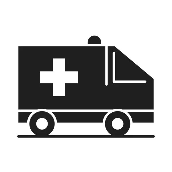 Ambulancia transporte salud médico y hospital pictograma silueta estilo icono — Archivo Imágenes Vectoriales