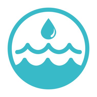 Su damlası ve dalgalar doğa sıvı mavi siluet tarzı ikon