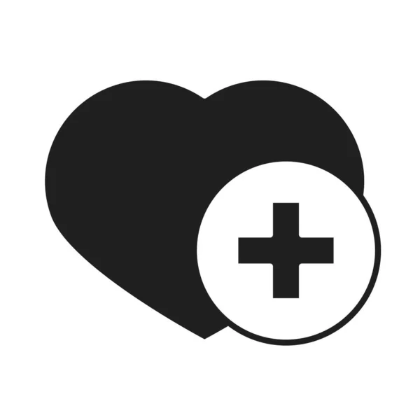 Serce miłość opieka medyczna i szpital piktogram sylwetka styl ikona — Wektor stockowy