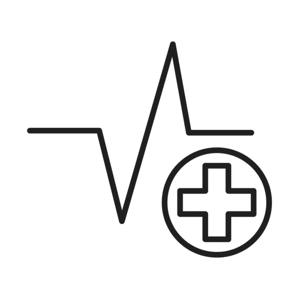 Пульсовий удар хрест охорони здоров'я медичний та лікарняний піктограма лінії стилю — стоковий вектор