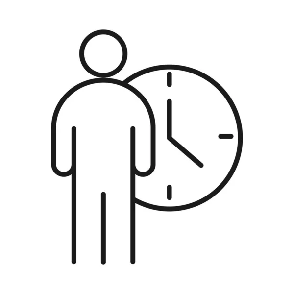 Businessman and time clock business management developing successful line style icon — Stock Vector