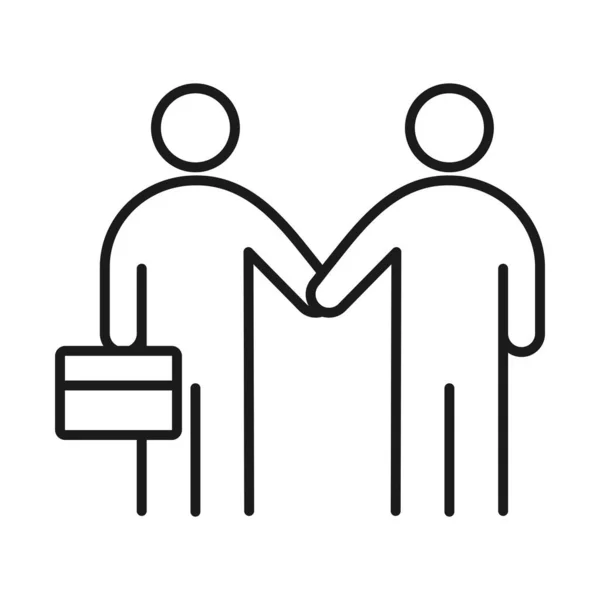 Business people handshake business management desenvolvendo ícone de estilo de linha bem sucedida — Vetor de Stock