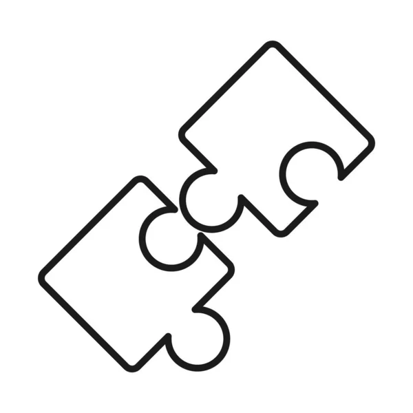 Puzzels stuk teamwork idee lijn stijl pictogram — Stockvector
