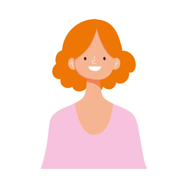 Portrait jeune femme personnage isolé icône conception fond blanc — Image vectorielle