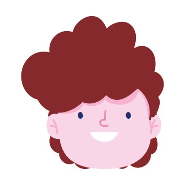 çocuk yüzü çizgi film karakteri izole edilmiş simge tasarımı beyaz arkaplan