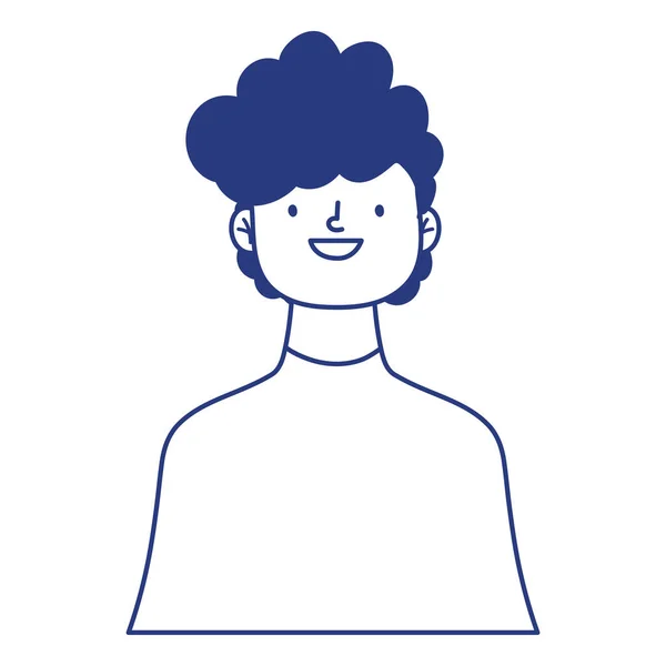 Joven chico dibujos animados carácter retrato aislado icono diseño blanco fondo — Vector de stock
