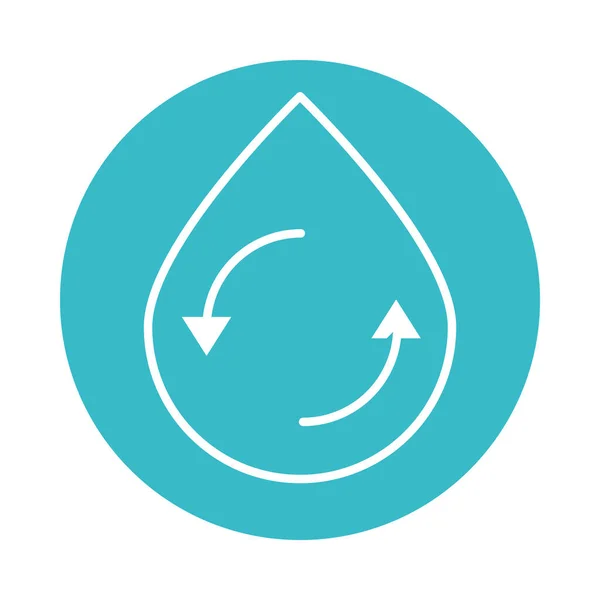 Reciclar gota de agua naturaleza líquido azul bloque icono de estilo — Archivo Imágenes Vectoriales