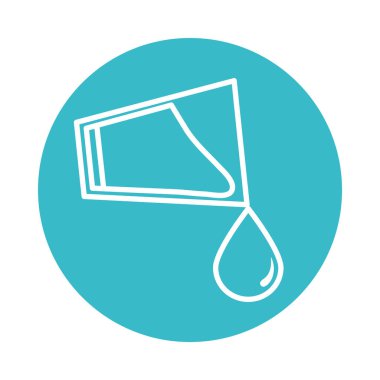 Cam bardak su döküyor doğa sıvısı mavi blok tarzı ikon