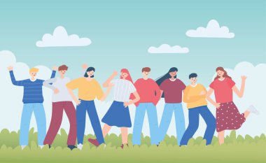 Dostluk gününüz kutlu olsun, çeşitli arkadaş grupları özel etkinlik kutlaması.