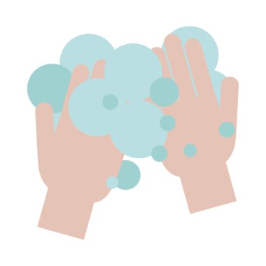 covid 19 coronavirüs, ellerini sık sık yıkıyor, salgın hastalıkları önlüyor düz tasarım ikonu