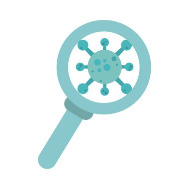 covid 19 coronavirüs, virüs patojen büyüteç analizi, önleme salgını salgını salgını düz tasarım ikonu
