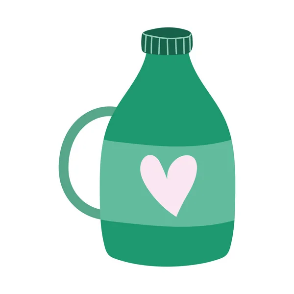 Пляшка з серцем і шапочкою ізольована іконка дизайн білого фону — стоковий вектор
