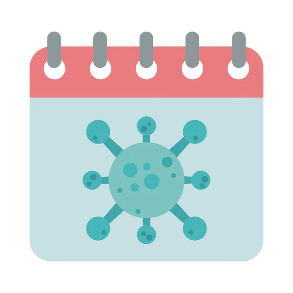 Covid 19 coronavirus, calendario virus quarantena, prevenzione epidemia pandemia disegno piatto icona — Vettoriale Stock