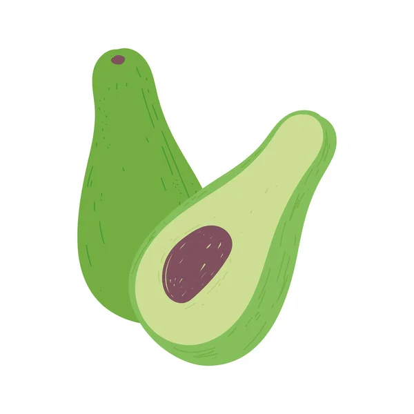 Aguacate nutrición fresca alimentos aislados icono de diseño — Vector de stock