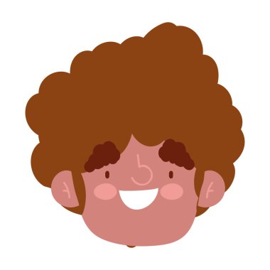 çocuk yüzü çizgi film karakteri izole edilmiş simge tasarımı beyaz arkaplan