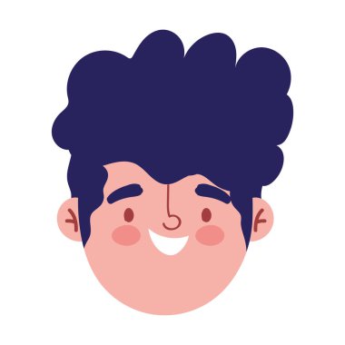 çocuk yüzü çizgi film karakteri izole edilmiş simge tasarımı beyaz arkaplan