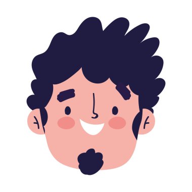 çocuk yüzü çizgi film karakteri izole edilmiş simge tasarımı beyaz arkaplan