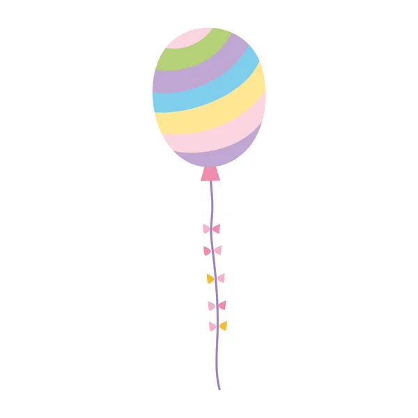 Gekleurde partij ballon decoratie geïsoleerd ontwerp pictogram witte achtergrond — Stockvector