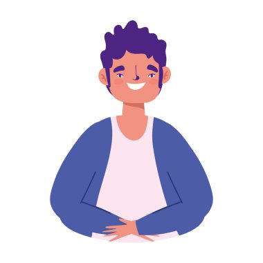 karakter karikatür adamı genç erkek portresi izole tasarım simgesi