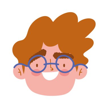 çocuk yüzü çizgi film karakteri izole edilmiş simge tasarımı beyaz arkaplan