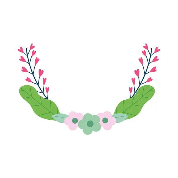 Fleurs feuilles feuillage branches botanique isolé design icône — Image vectorielle