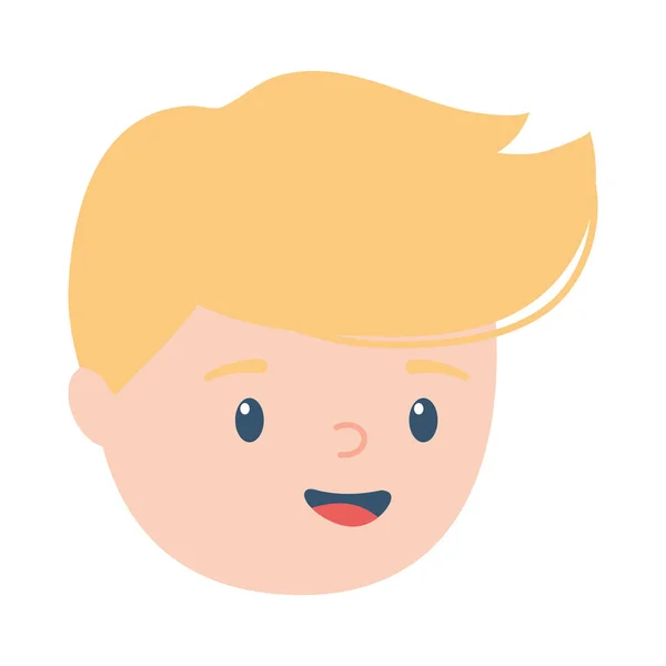 Menino rosto desenho animado personagem isolado ícone design branco fundo — Vetor de Stock