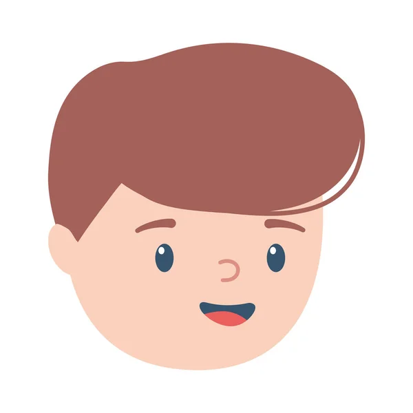 Garçon visage dessin animé personnage isolé icône conception fond blanc — Image vectorielle