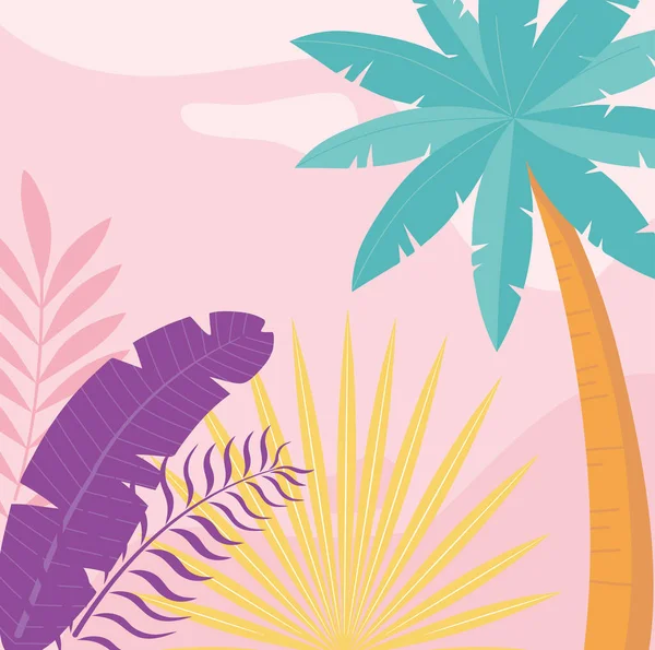 Estate tempo vacanza turismo palme fogliame foglie sfondo — Vettoriale Stock