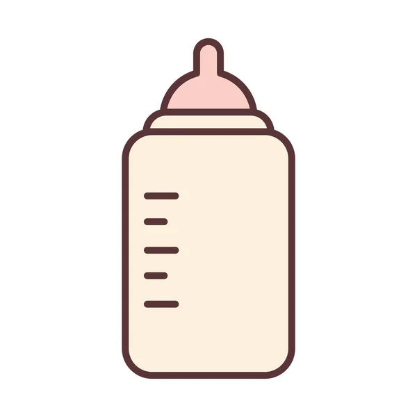 Baby voeding fles melk en zorg pasgeboren template lijn en vul pictogram — Stockvector