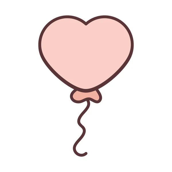 Forme de ballon coeur amour décoration célébration ligne et remplir icône — Image vectorielle