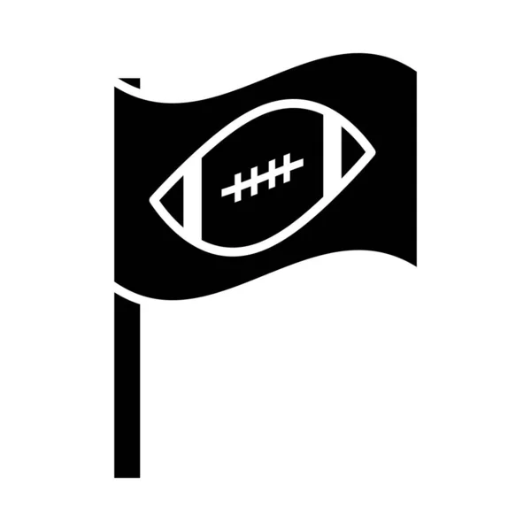 Bandeira de futebol americano com bola jogo esporte profissional e ícone de design de silhueta recreativa —  Vetores de Stock