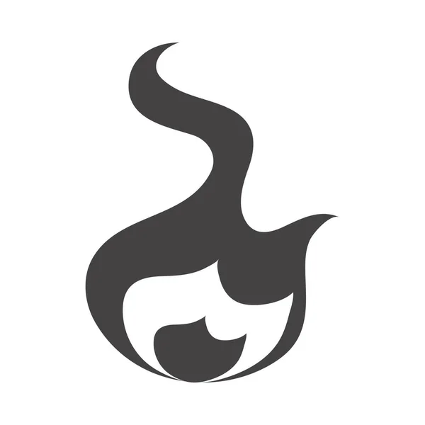 Vuur vlam branden hete gloed silhouet ontwerp icoon — Stockvector