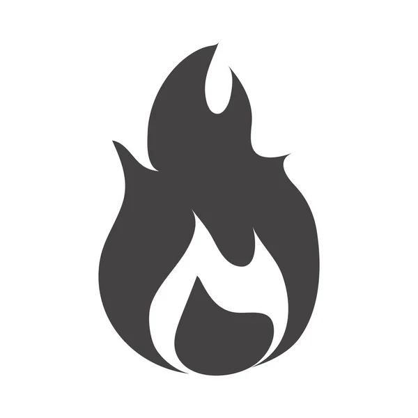 Vuur vlam branden hete gloed silhouet ontwerp icoon — Stockvector