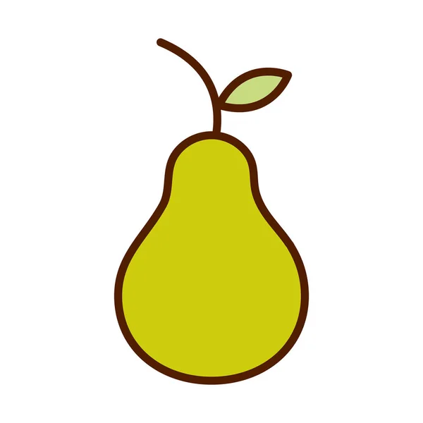 Linea di prodotti sani frutta fresca pera e riempire l'icona di stile — Vettoriale Stock