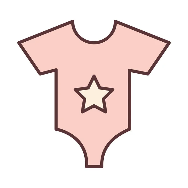 Body de bebé con ropa estrella, prendas para la línea infantil y el icono de relleno — Vector de stock