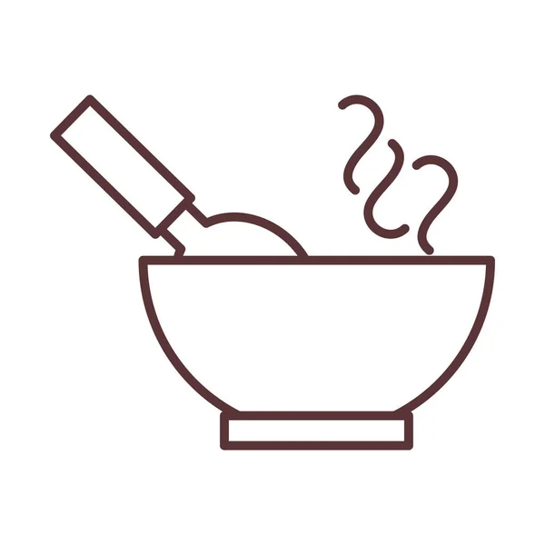 Baby bowl z karmienia łyżeczką i opieki noworodka linia styl ikona — Wektor stockowy