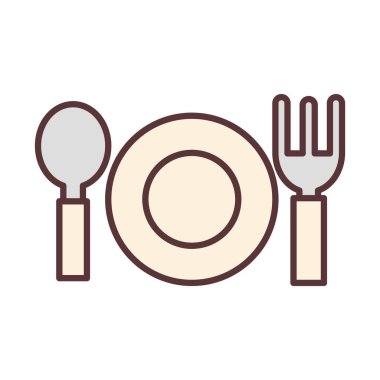 bebek kaşığı çatal ve tabak besleme ve yeni doğan şablon çizgisi ve simgeyi doldurma