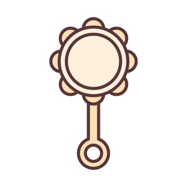 bebek çıngıraklı oyuncak, yeni doğan nesne şablon çizgisi ve dizayn simgesini doldur