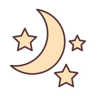 Yarım ay ve yıldız süsleme çizgisi ve simge doldur