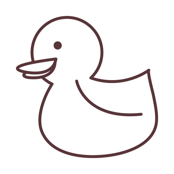 Jouet de canard en caoutchouc pour bébé, icône de conception de ligne de modèle nouveau-né — Image vectorielle