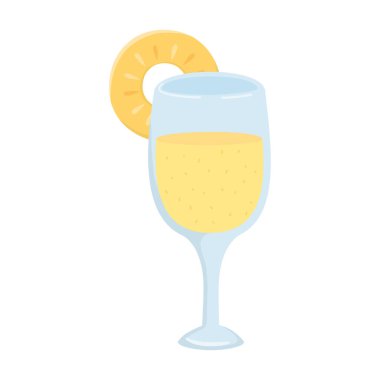 Dilimlenmiş ananas meyveli kokteyl taze izole edilmiş tasarım ikonu