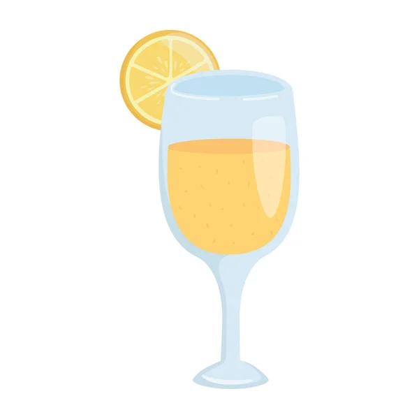 Коктейль с ломтиком лимона фруктовый напиток свежий изолированный дизайн икона — стоковый вектор