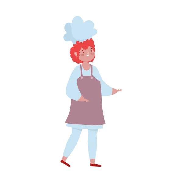 具有统一人物卡通人物的男性厨师孤立的设计图标白色背景 — 图库矢量图片