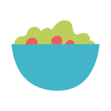 Salata salatası ve domates kasede izole tasarım ikonu beyaz arkaplan