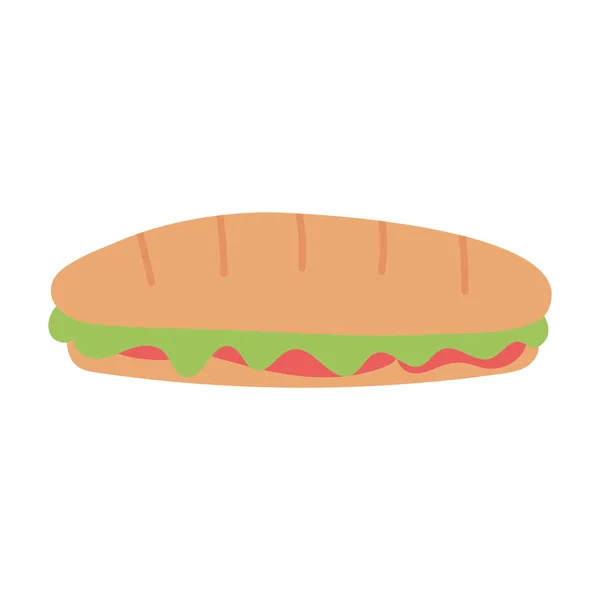 Sándwich de comida rápida aislado icono de diseño de fondo blanco — Vector de stock