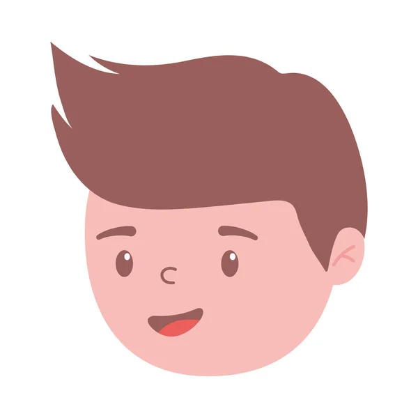 Мальчик лицо мультфильм персонаж изолированный иконка дизайн белый фон — стоковый вектор