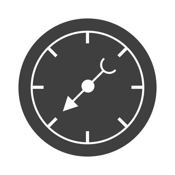 Iránytű rózsa navigáció térképészeti útmutató berendezés sziluett design ikon — Stock Vector