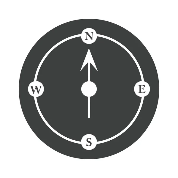コンパスローズ発見の旅地図装置シルエットデザインアイコン — ストックベクタ